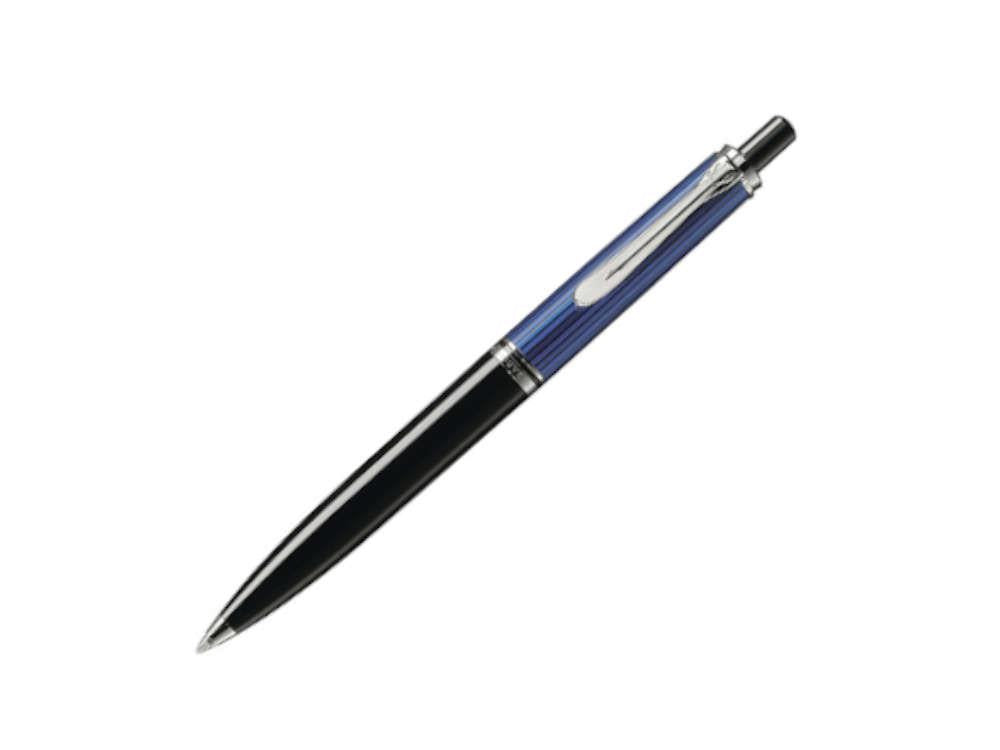 Pelikan K405 Kugelschreiber, Schwarz / blau, Versilberte Beschläge, 932715