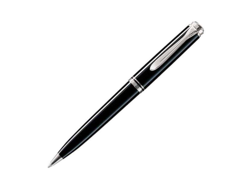 Pelikan K805 Kugelschreiber, Schwarzes Edelharz, Versilberte Beschläge, 926378