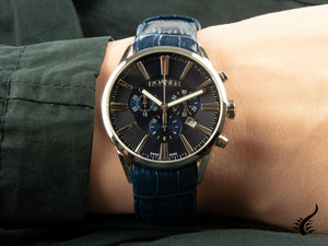 Roamer Superior Chrono Quartz Uhr, Blau, 44 mm, Lederband, 508837 41 40 05