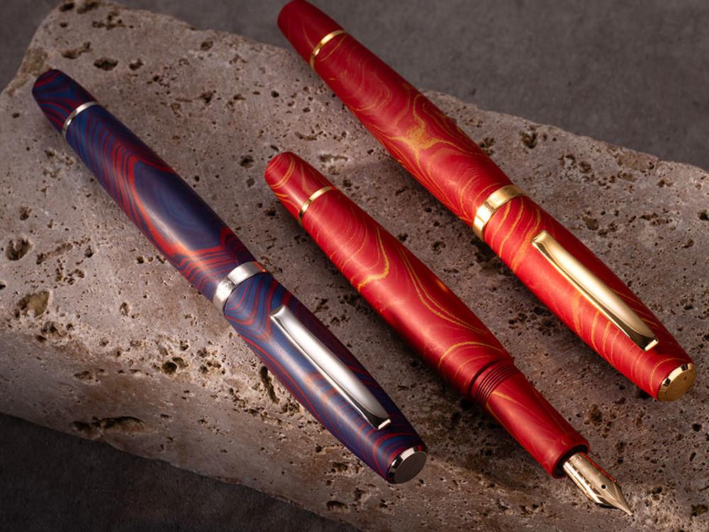 Scribo La Dotta Liber Füllfederhalter, Ebonite, Rot, 18k,DOTFP24YG1803