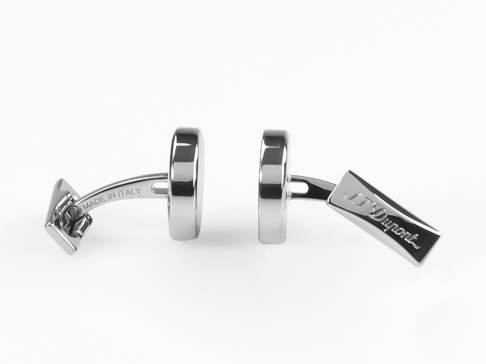 S.T. Dupont Round Manschettenknöpfe, Stahl, blauer Lack, Palladium, Blau, 005575