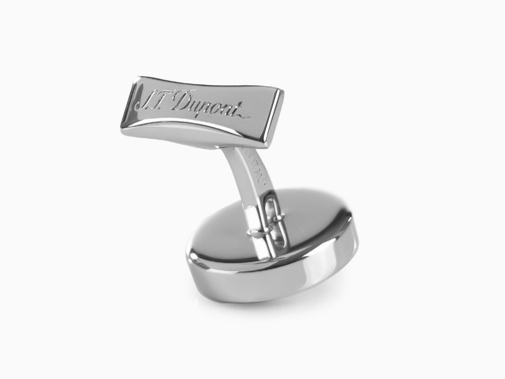 S.T. Dupont Round Manschettenknöpfe, Stahl, schwarzer Lack, Palladium, 005576