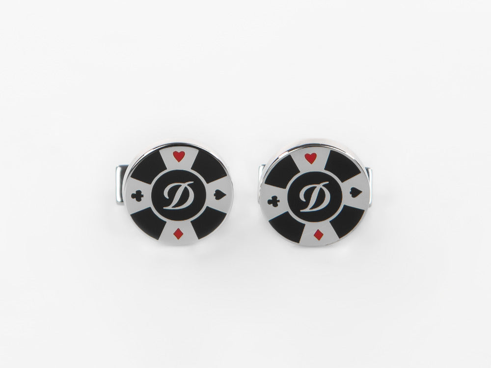 S.T. Dupont Line D Casino Manschettenknöpfe, Palladium, Rot/Schwarz, 005746