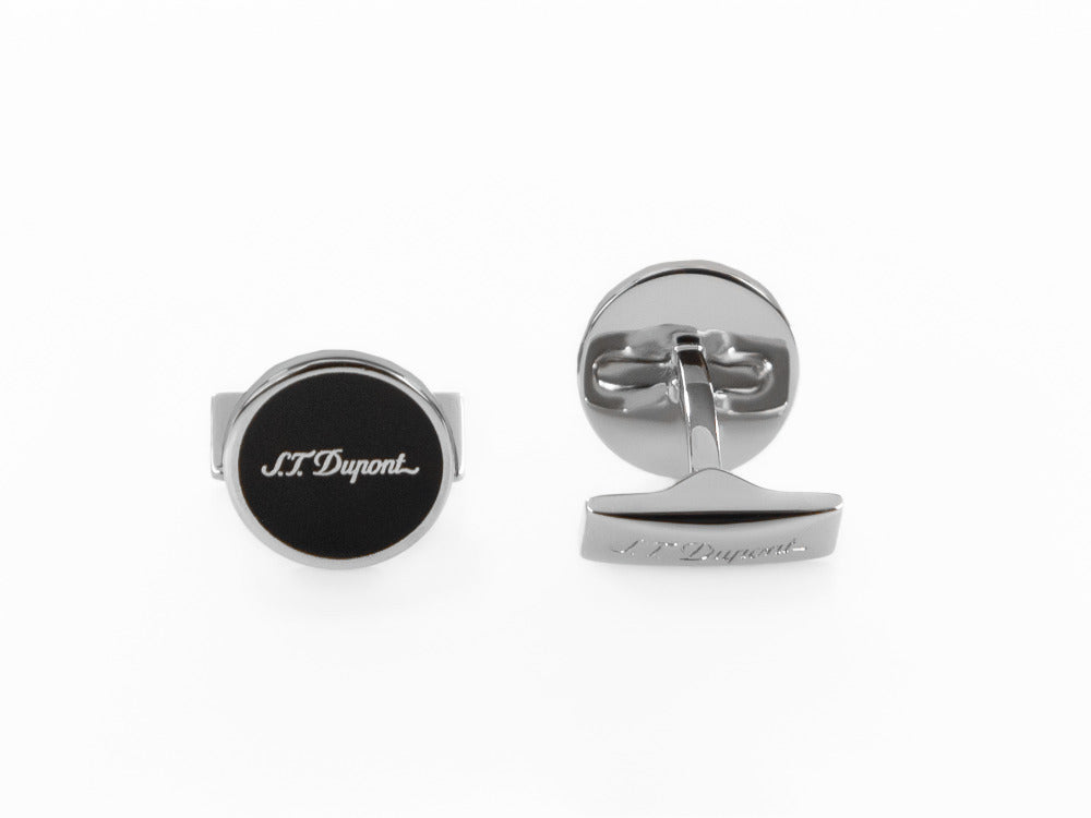 S.T. Dupont D Manschettenknöpfe, Silber, Lacquer, Schwarz, 005832