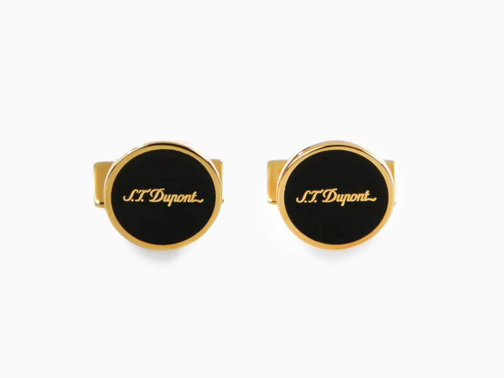 S.T. Dupont D Manschettenknöpfe, Lack, Gold, Schwarz, 005833