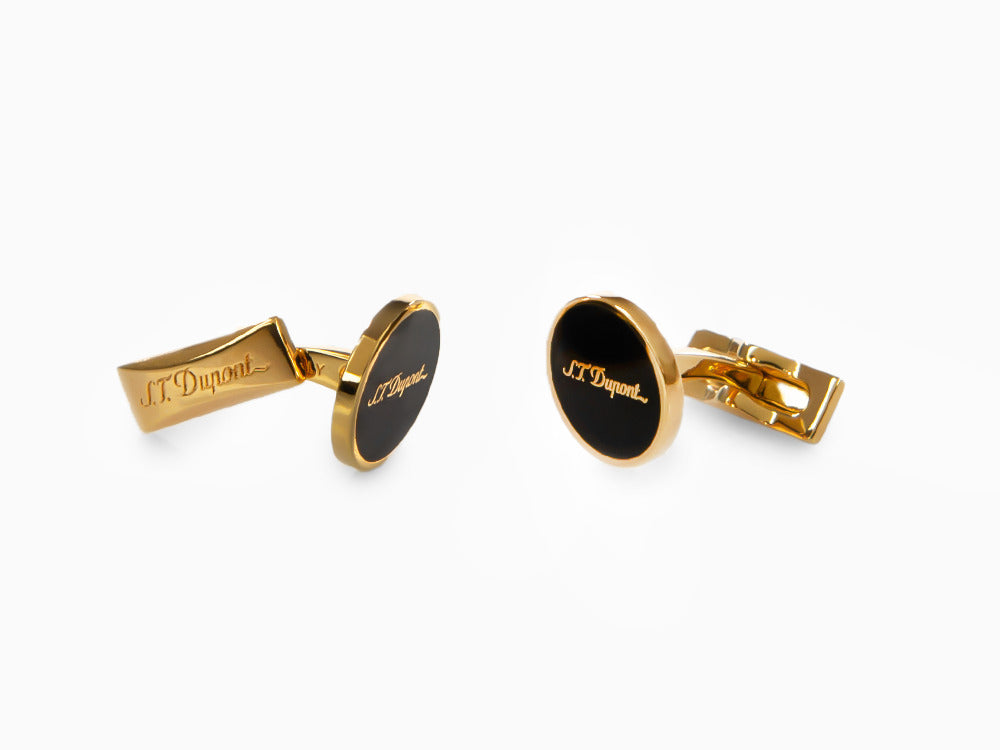 S.T. Dupont D Manschettenknöpfe, Lack, Gold, Schwarz, 005833