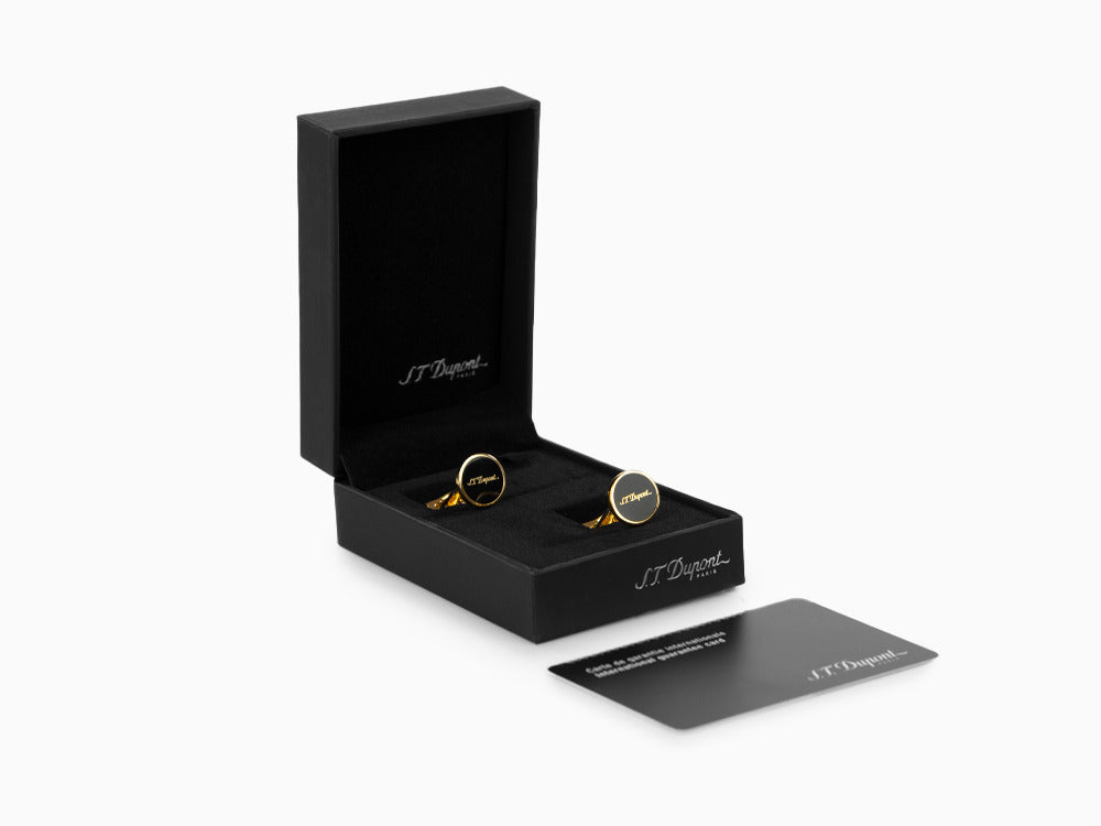 S.T. Dupont D Manschettenknöpfe, Lack, Gold, Schwarz, 005833