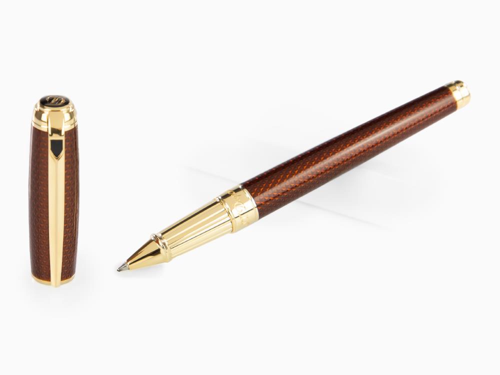 S.T. Dupont Line D Guilloche Large Roller, Amber, Vergoldete Beschläge, 412111L