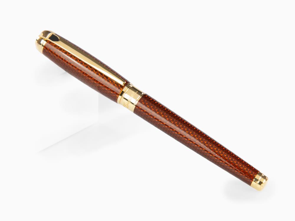 S.T. Dupont Line D Guilloche Large Roller, Amber, Vergoldete Beschläge, 412111L