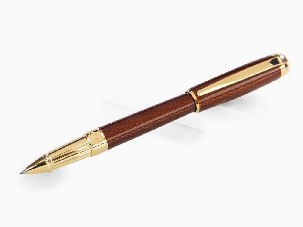 S.T. Dupont Line D Guilloche Large Roller, Amber, Vergoldete Beschläge, 412111L