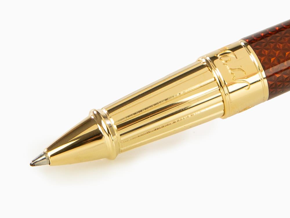 S.T. Dupont Line D Guilloche Large Roller, Amber, Vergoldete Beschläge, 412111L