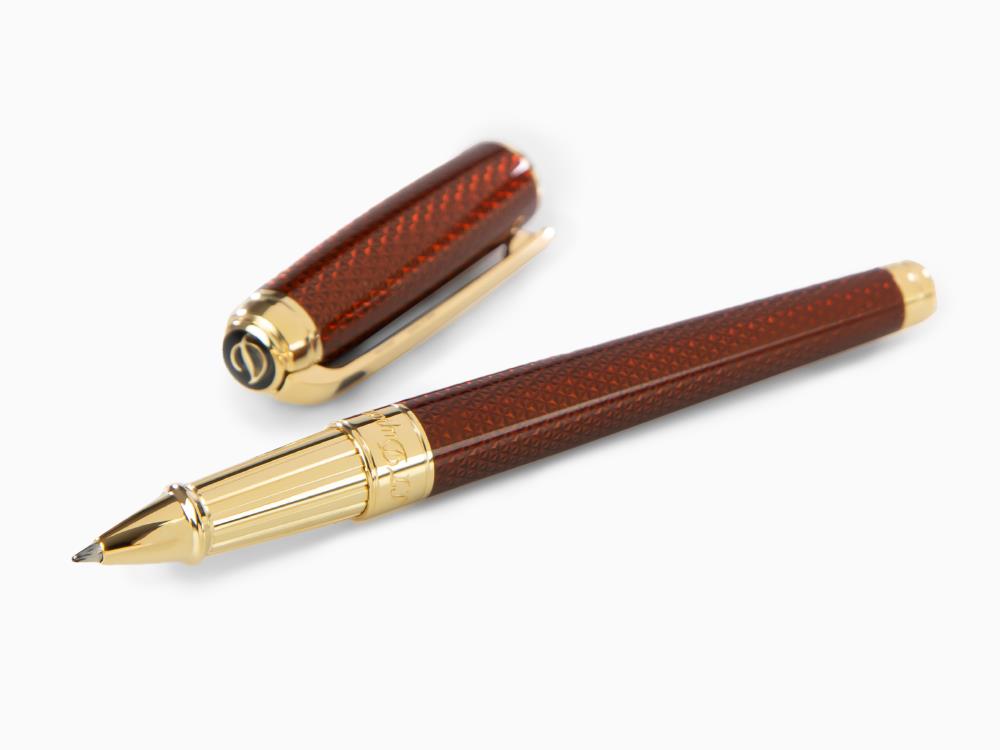 S.T. Dupont Line D Guilloche Large Roller, Amber, Vergoldete Beschläge, 412111L
