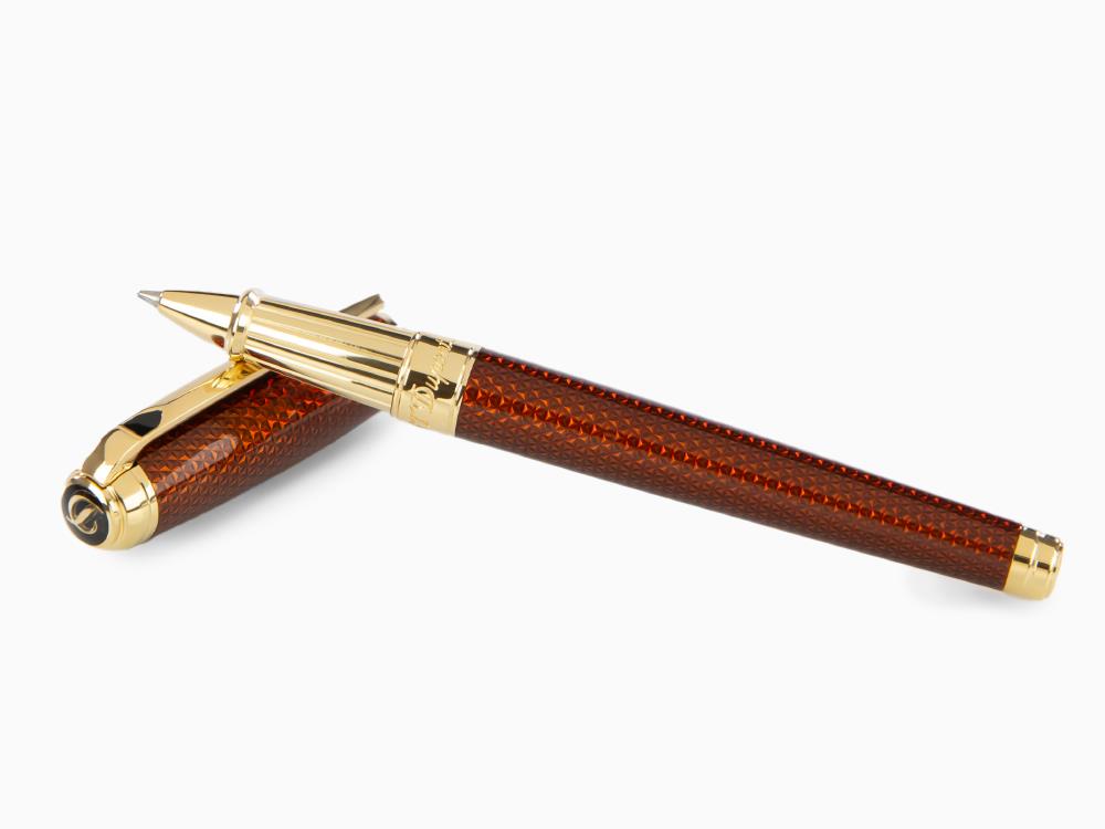 S.T. Dupont Line D Guilloche Large Roller, Amber, Vergoldete Beschläge, 412111L