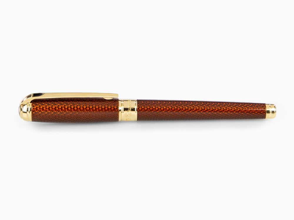 S.T. Dupont Line D Guilloche Large Roller, Amber, Vergoldete Beschläge, 412111L