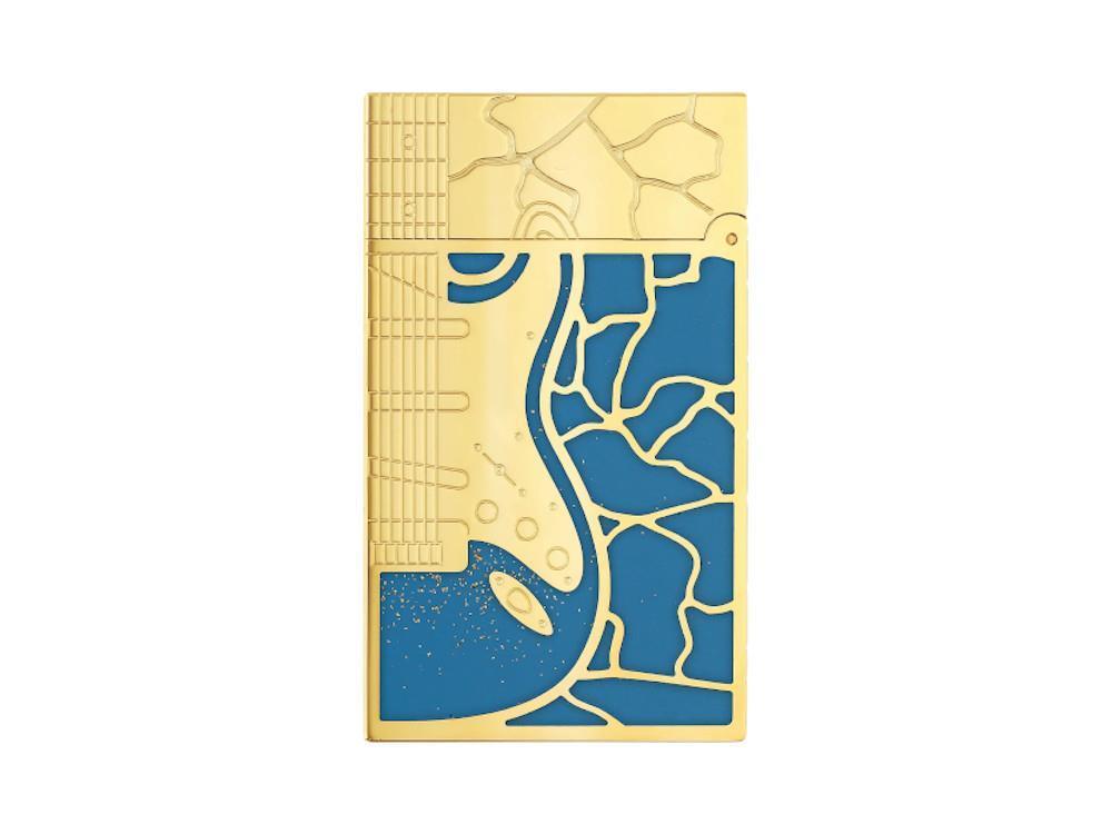 S.T. Dupont L2 Cling Fender Feuerzeug, Messing, Goldpulver, Blau, C16026CL