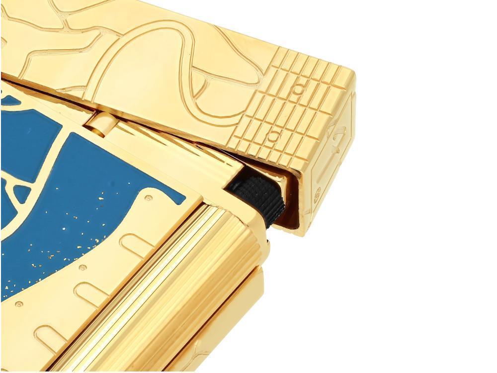 S.T. Dupont L2 Cling Fender Feuerzeug, Messing, Goldpulver, Blau, C16026CL