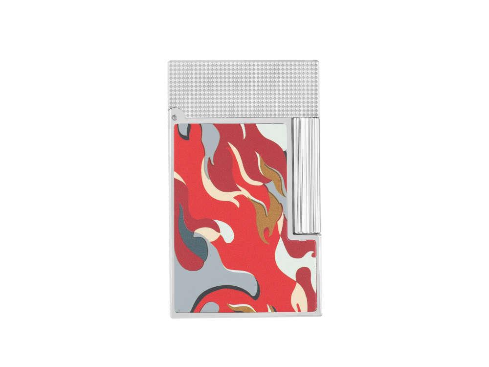 S.T. Dupont Camo Ligne 2 Feuerzeug, Palladium, Rot, Limitierte Auflage, C16051