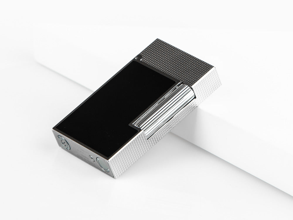 S.T. Dupont Ligne 2 Cling Feuerzeug, Platin, Schwarz, C16602