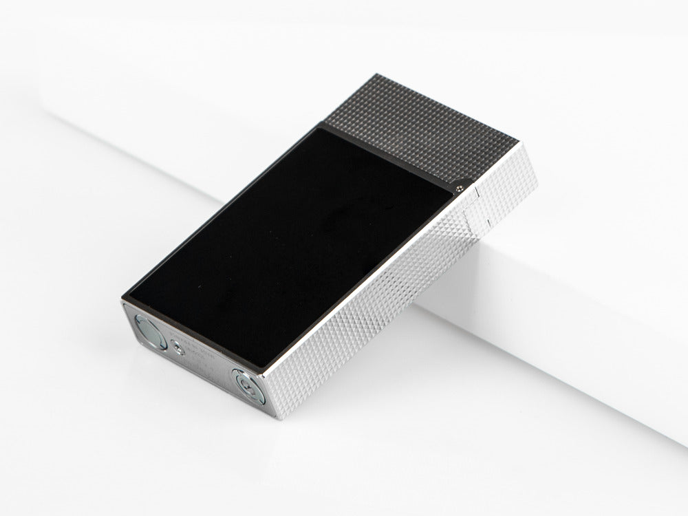 S.T. Dupont Ligne 2 Cling Feuerzeug, Platin, Schwarz, C16602