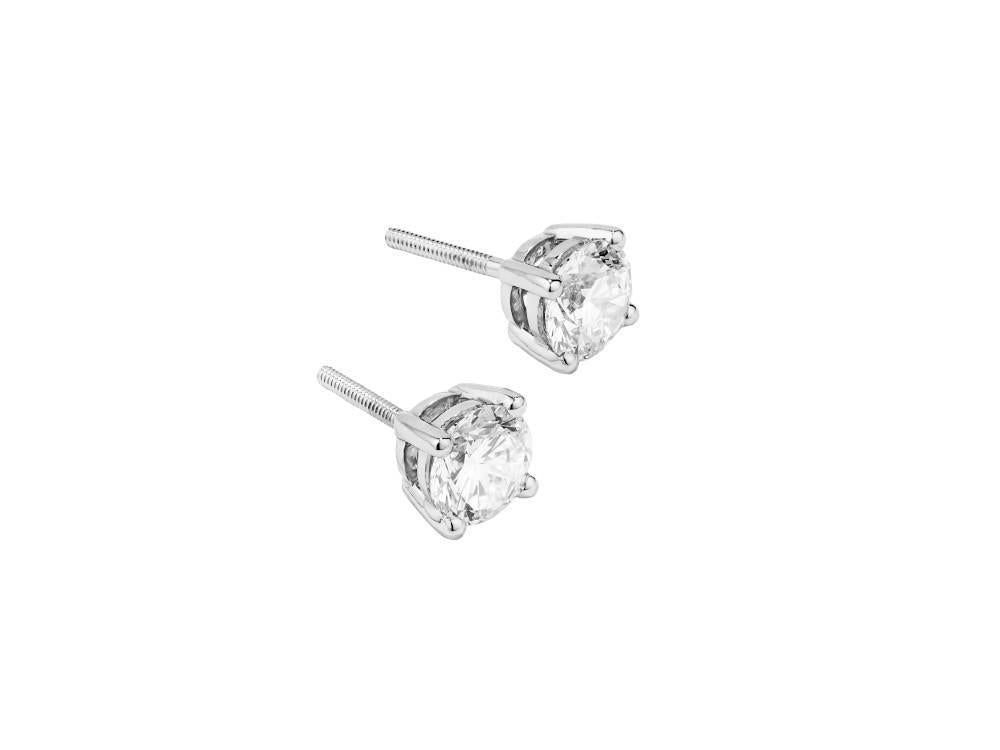 Solitario Ohrringe mit Brillantschliff aus 18K Weißgold 1.9 ct, CEW10006