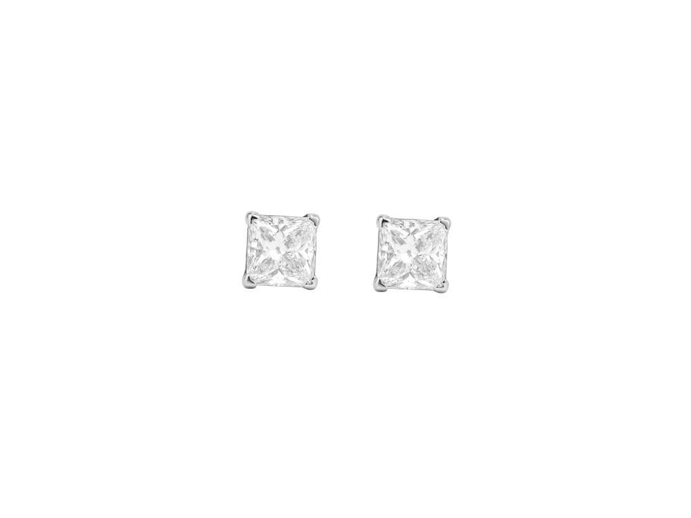 Solitario Ohrringe mit Prinzessschliff aus 18K Weißgold 0.5 ct, CEW10043