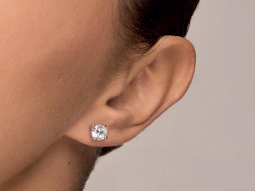 Solitario Ohrringe mit Prinzessschliff aus 18K Weißgold 0.5 ct, CEW10043