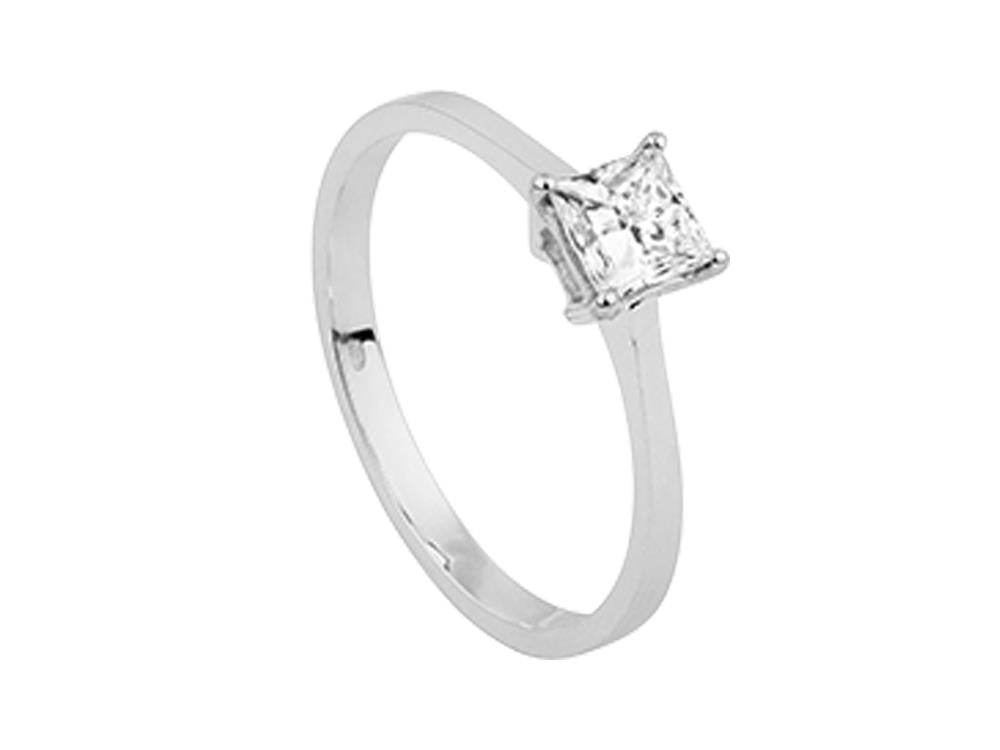 Solitario Solitärring mit Prinzessschliff 18K Weißgold 0.5 ct, CLRW10404-14