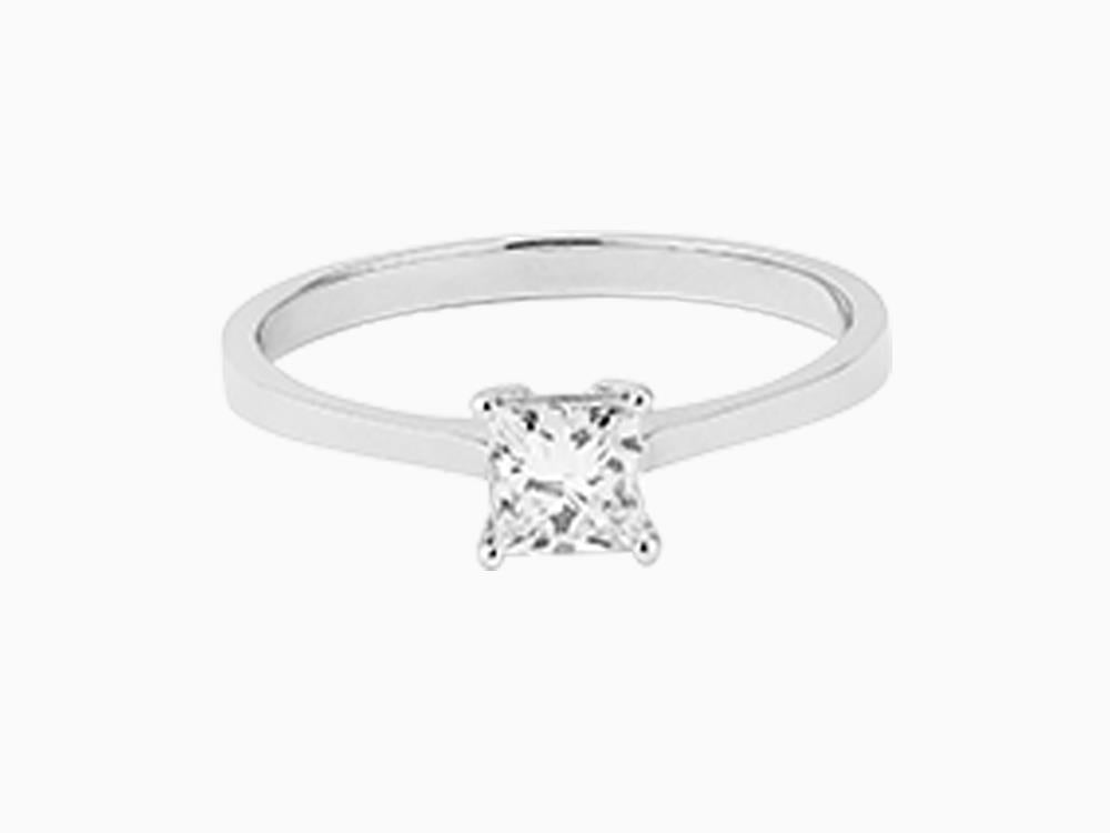 Solitario Solitärring mit Prinzessschliff 18K Weißgold 0.5 ct, CLRW10404-14