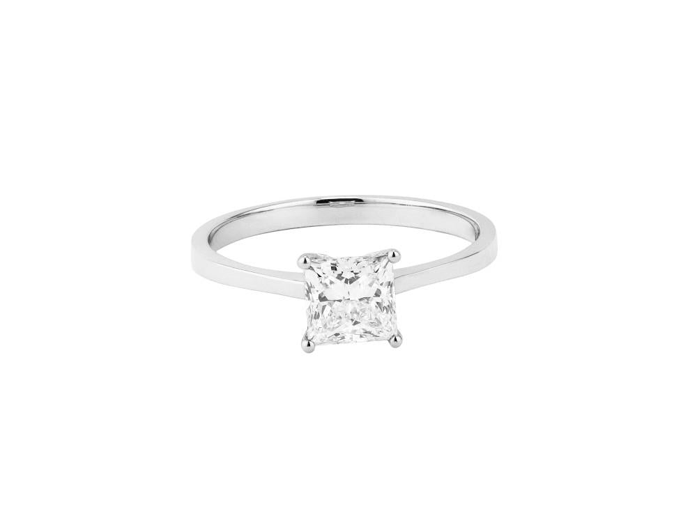 Solitario Solitärring mit Prinzessschliff 18K Weißgold 1 ct, CLRW10405-14