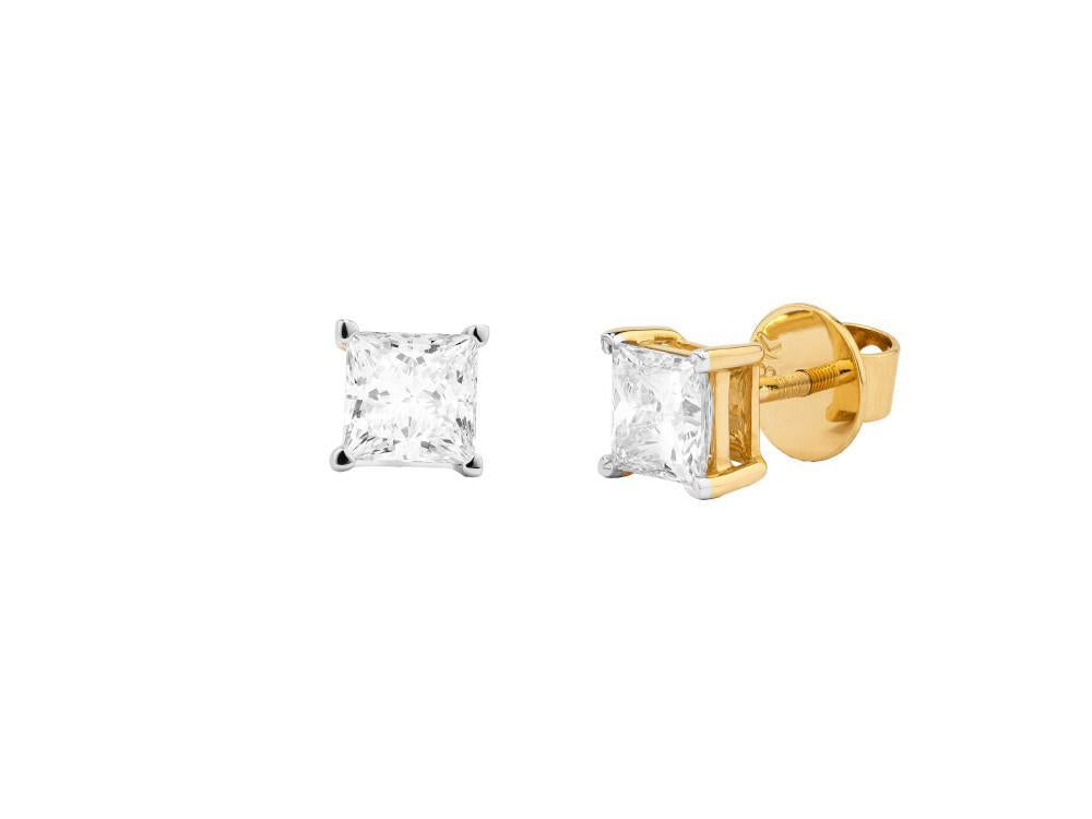 Solitario Ohrringe mit Prinzessschliff aus 18K Gold 2.1 ct, ERY00003-103