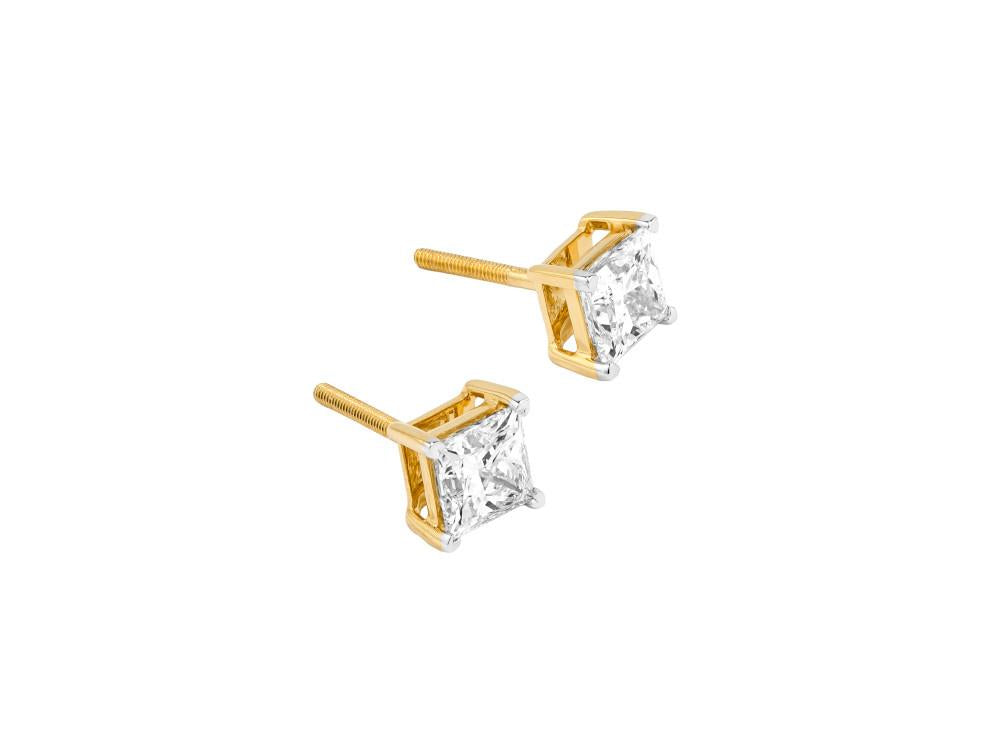 Solitario Ohrringe mit Prinzessschliff aus 18K Gold 2.1 ct, ERY00003-103