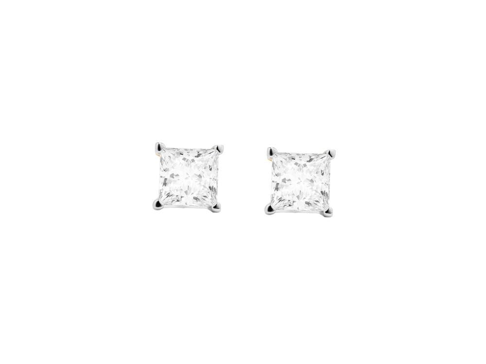 Solitario Ohrringe mit Prinzessschliff aus 18K Gold 2.1 ct, ERY00003-103