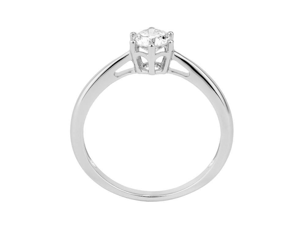 Solitär-Ring mit Brillantschliff aus 18K Weißgold 0.4 ct, LRW000595-040-14