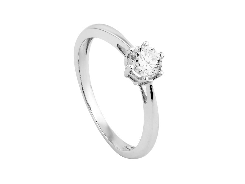 Solitär-Ring mit Brillantschliff aus 18K Weißgold 0.4 ct, LRW000595-040-14