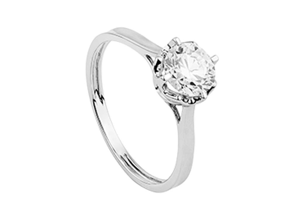 Solitario Solitärring Brillantschliff 18K Weißgold 0.8 ct, LRW00569-085-13