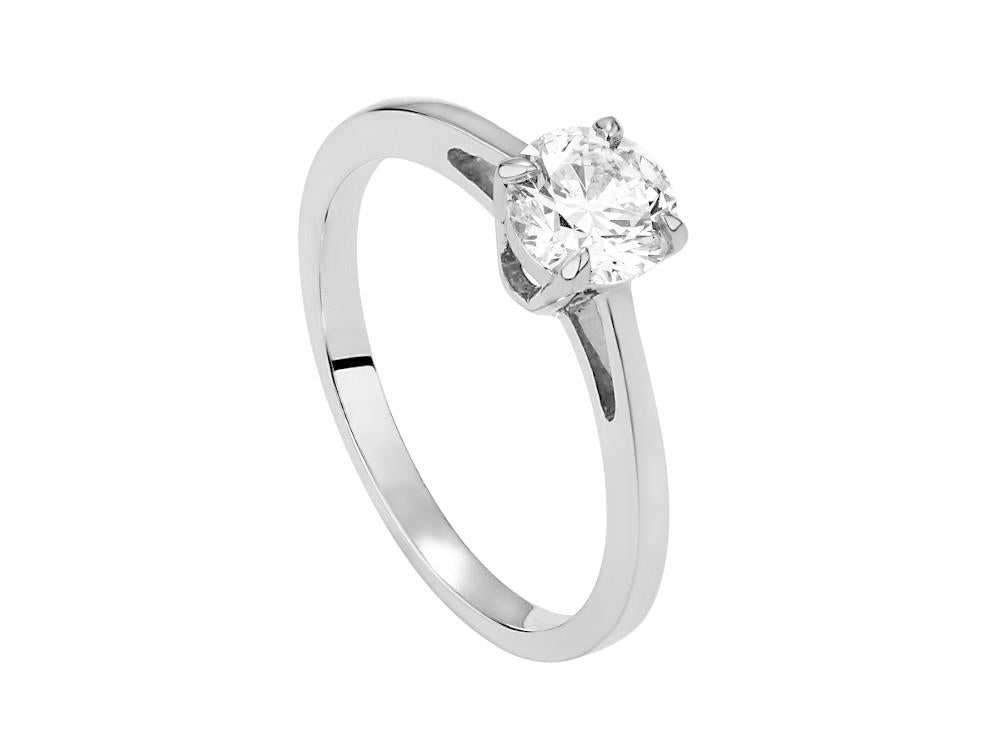 Solitär-Ring mit Brillantschliff aus 18K Weißgold 0,7 ct, LRW23703-14