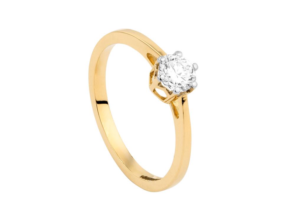 Solitär-Ring mit Brillantschliff aus 18K Gold, 0.4 ct, LRY23702-14