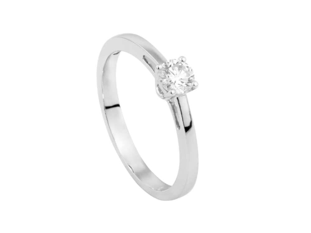Solitario Solitär-Ring mit Brillantschliff aus 18K Weißgold 0.3 ct, PRW10223-14