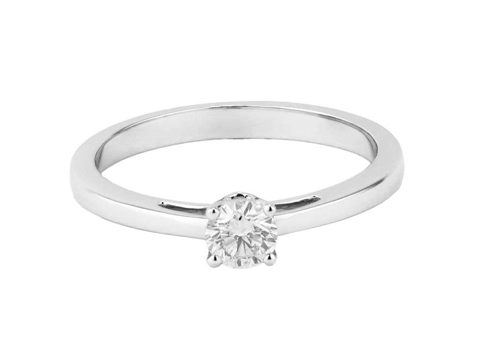 Solitario Solitär-Ring mit Brillantschliff aus 18K Weißgold 0.3 ct, PRW10223-14