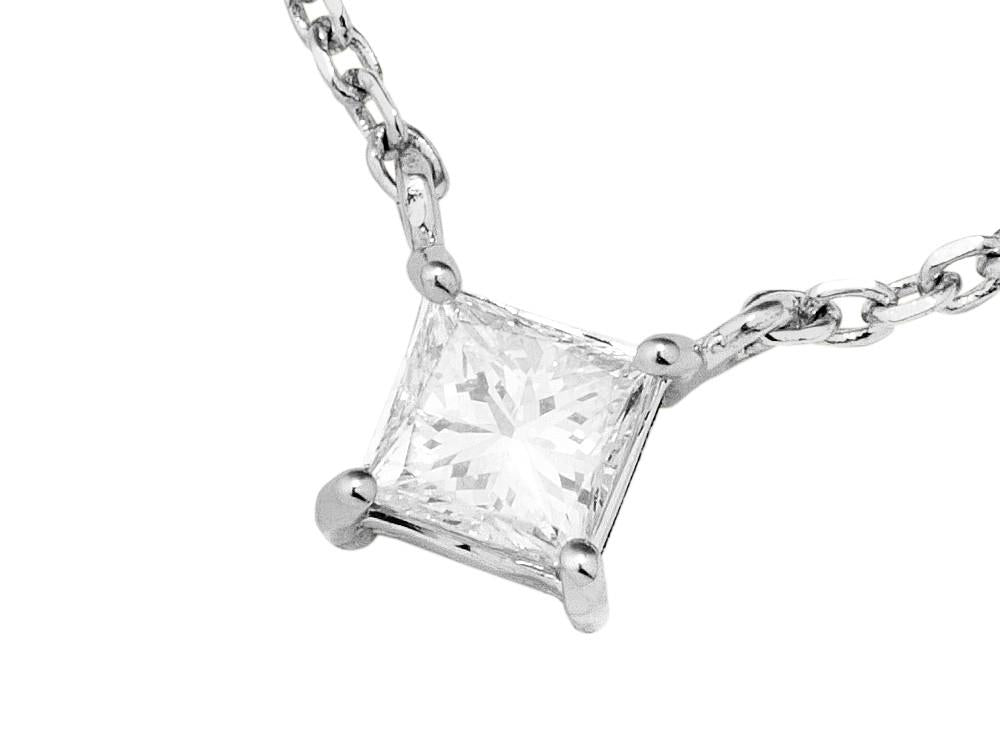 Solitario Anhänger mit Prinzessschliff aus 18K Weißgold 0.5 ct, PW11678D