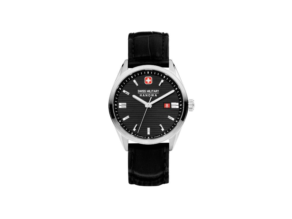 Swiss Military Hanowa Land Roadrunner Quartz Uhr, Grau, Lederband, SMWGB2200104