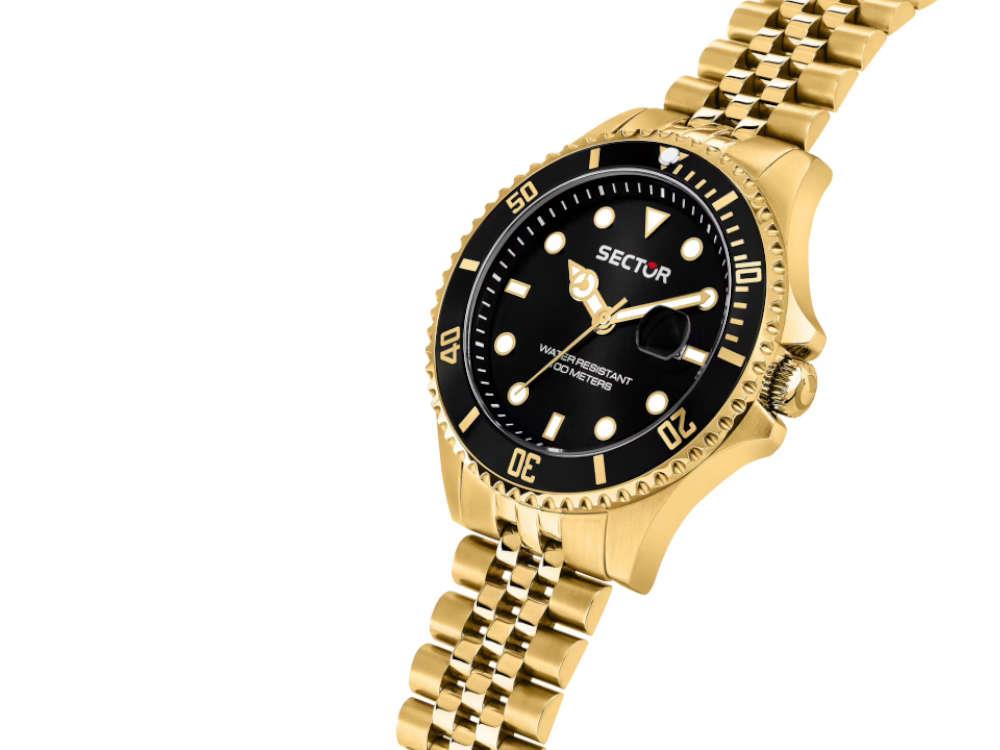 Sector No Limits 230 Quartz Uhr, PVD Gold, Schwarz, 43 mm, R3253161051