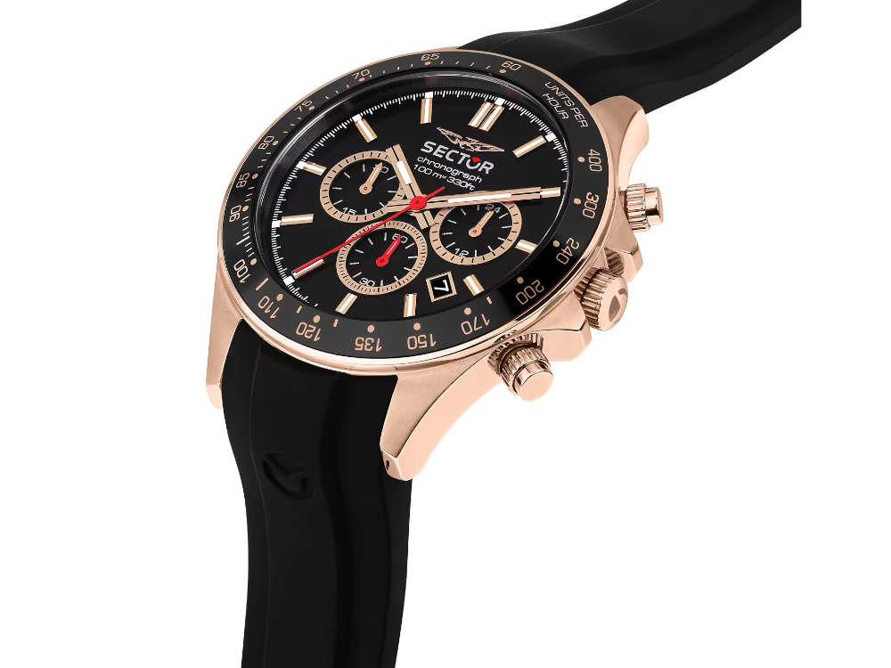 Sector No Limits 230 Quartz Uhr, PVD Rose Gold, Schwarz, 43 mm, R3271661029