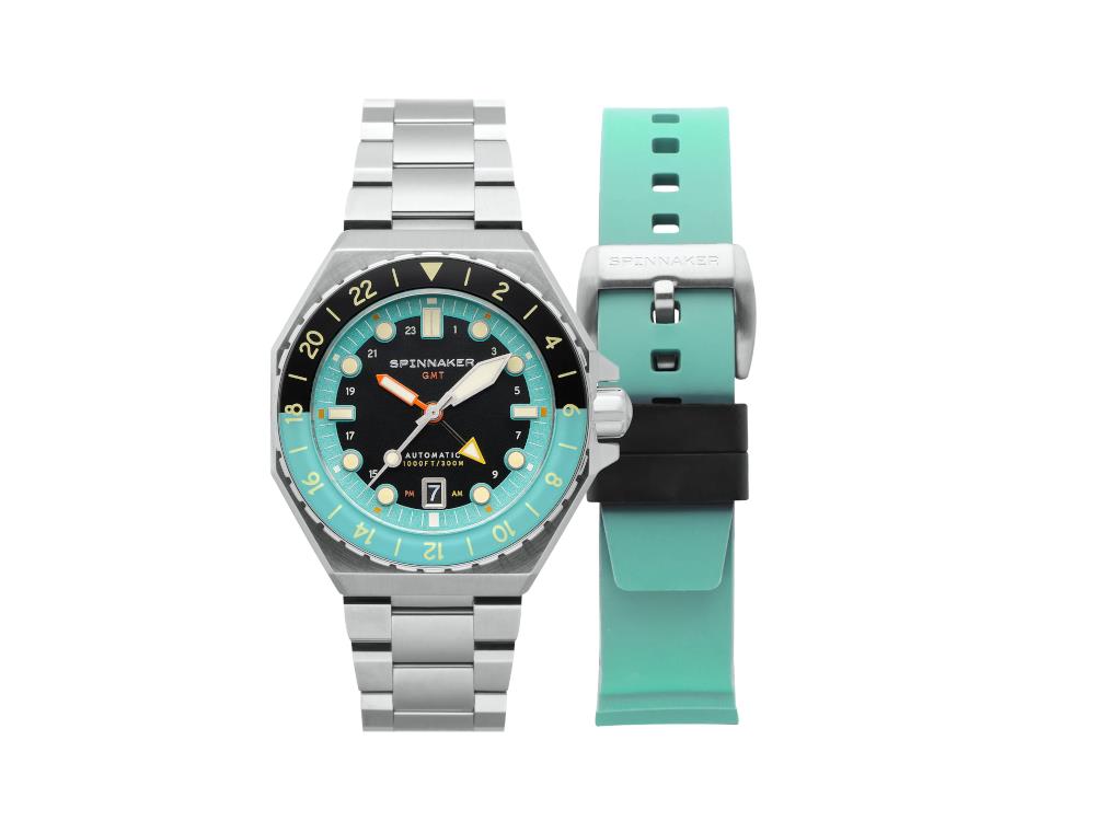 Spinnaker Dumas GMT Automatik Dark Turquoise Uhr, Schwarz, 44 mm, SP-5119-33