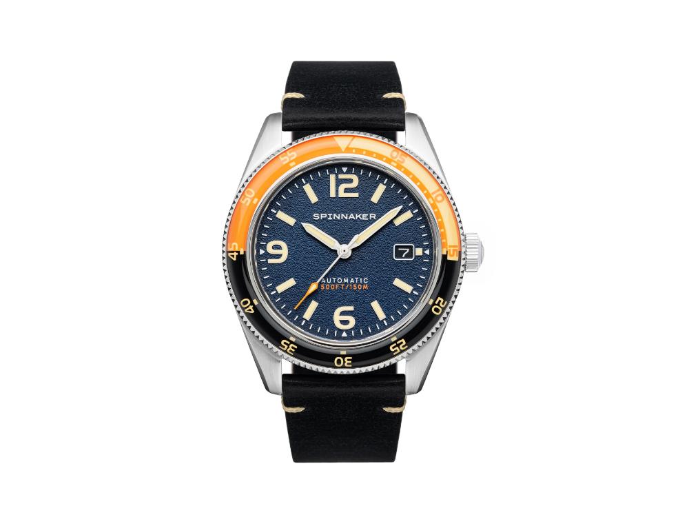 Spinnaker Fleuss Sunset Orange Automatik Uhr, Blau, 43 mm, 15 atm, SP-5055-0D