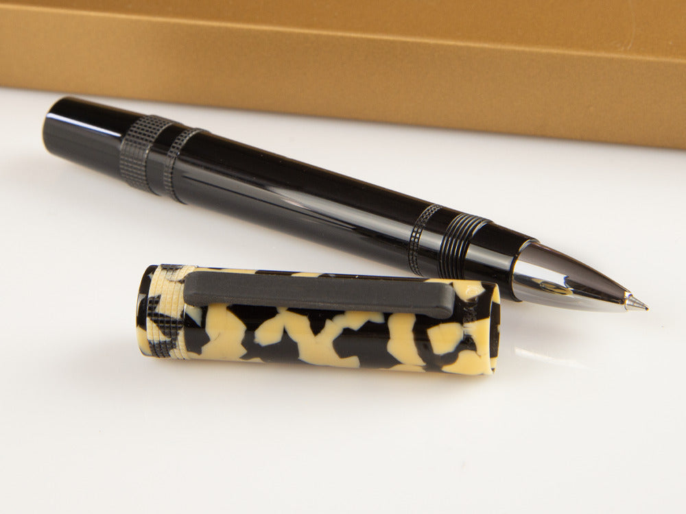 Tibaldi Perfecta Tortoise Beige Roller, Edelharz, Schwarz, Palladium, PFC-958-RB