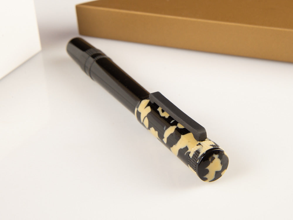 Tibaldi Perfecta Tortoise Beige Roller, Edelharz, Schwarz, Palladium, PFC-958-RB