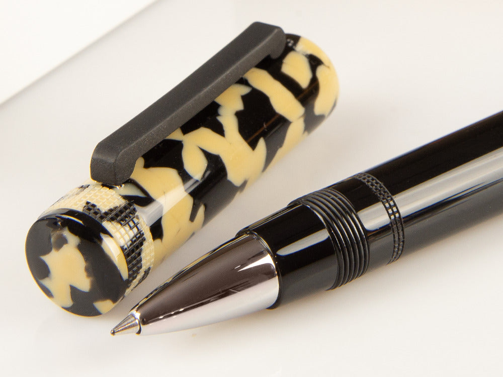 Tibaldi Perfecta Tortoise Beige Roller, Edelharz, Schwarz, Palladium, PFC-958-RB