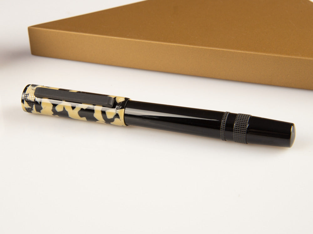 Tibaldi Perfecta Tortoise Beige Roller, Edelharz, Schwarz, Palladium, PFC-958-RB