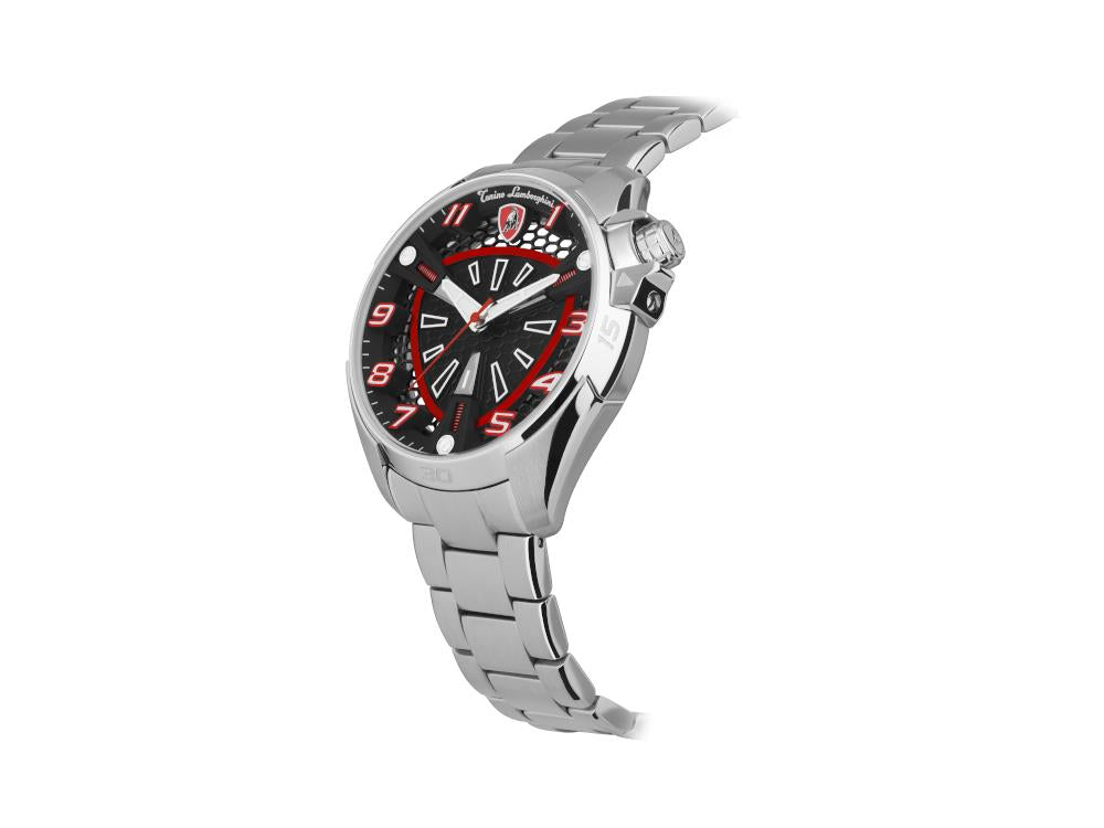 Tonino Lamborghini Shock Abs Quartz Uhr, Rot, 42 mm, Stahlband, TLABSR-SS-B